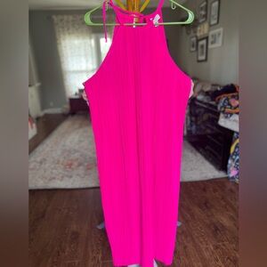 a new day Hot Pink Pleated Halter Dress